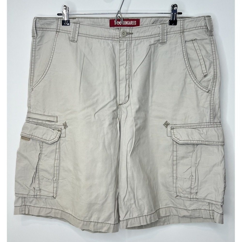Lee Dungarees Cargo Shorts Mens 36 Khaki Baggy Pockets Utility Hiking Y2K